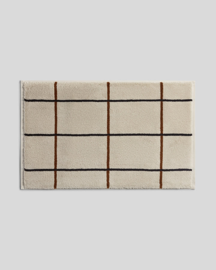 Organic Plush Tub Mat (Bone Windowpane)